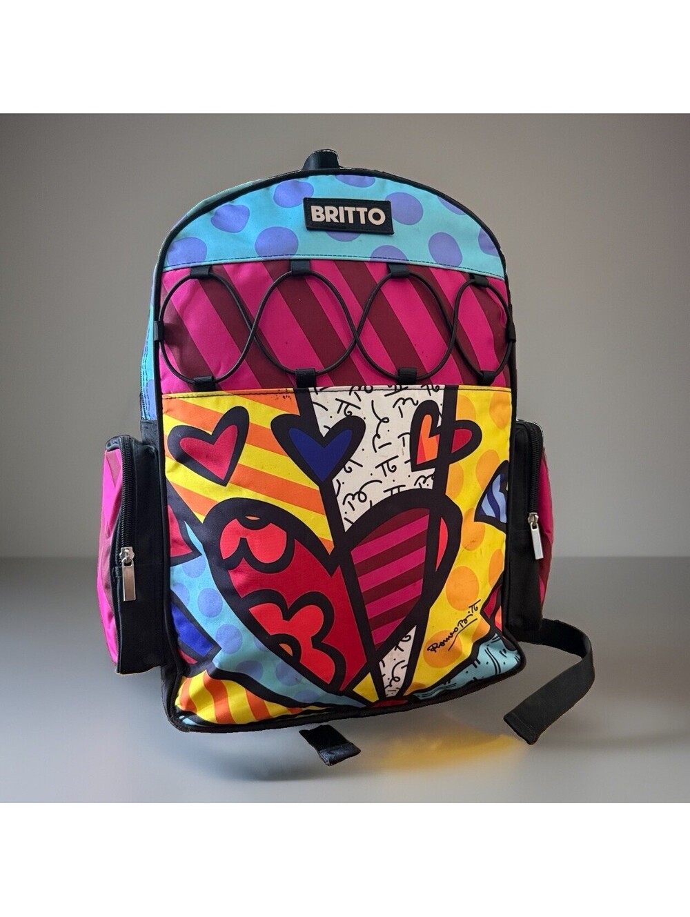 Britto Romero Britto Giftcraft Colorful Art Backpack Book Bag Hearts 2010
